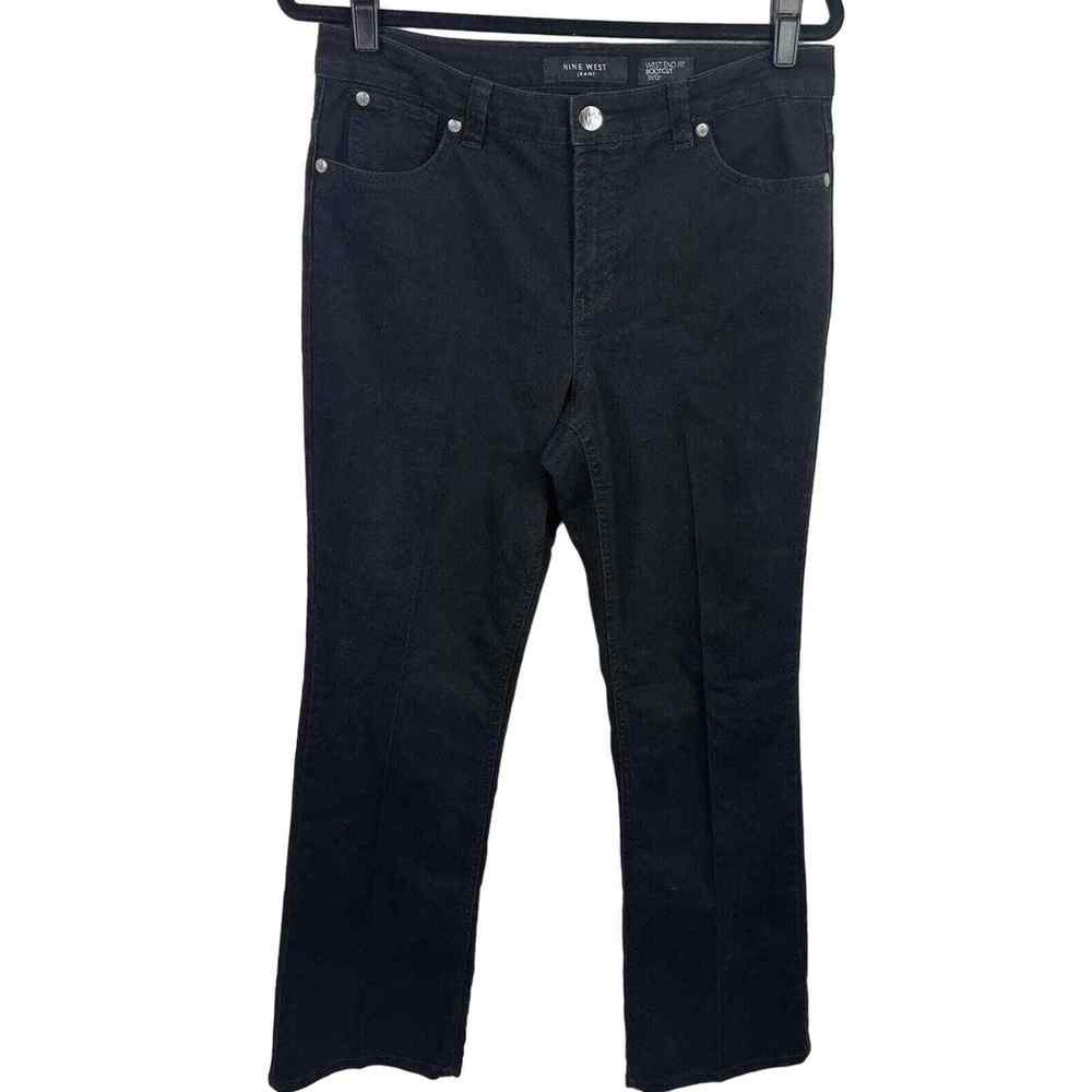 Nine West Boot Cut West End Fit Jeans Women's Size 12 Black Button Flap Pocket